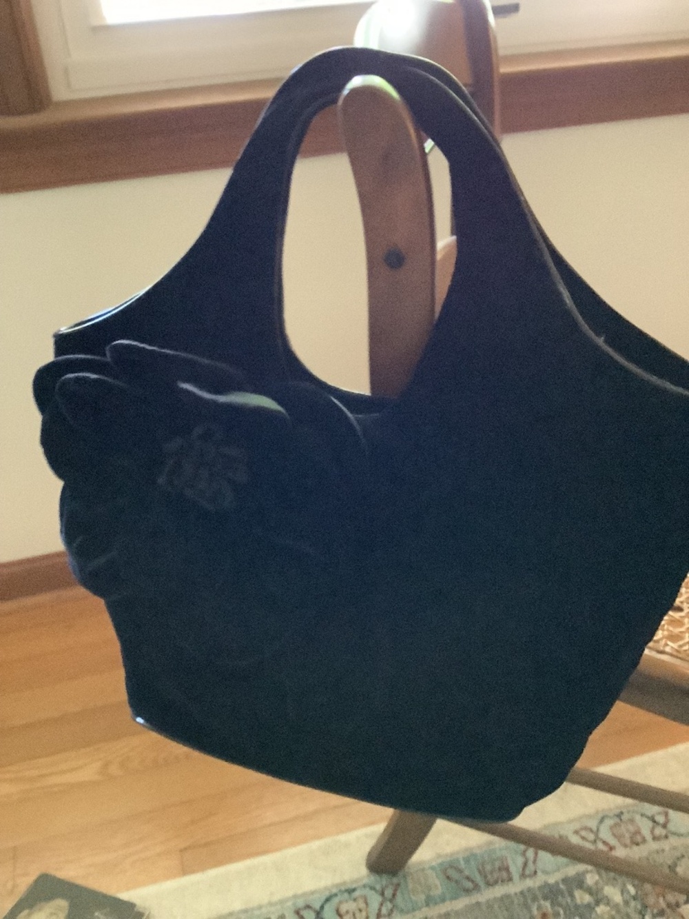 Kate Spade Large Tate Black Velvet Handbag NWT